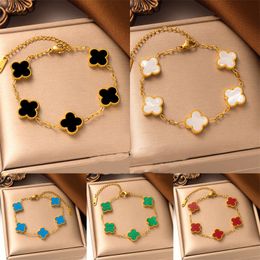 Fyra bladklöver designer smycken 18k guldpläterad klassisk mode charm armband elegant pärlemor armband för män och kvinnor hög kvalitet