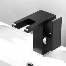 Bathroom Sink Faucets LED Faucet Brass Basin Chrome /Black Waterfall Taps Water Power Tap Mixer Torneira