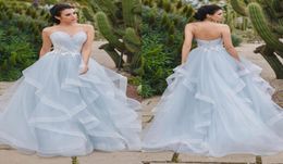 Eyecatching Silver Blue Ball Gown Evening Dresses Sweetheart Pleated Tulle Tiered Skirt Corset Prom Dresses Formal Dress Sweet 168360583