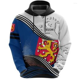 Men's Hoodies 3d Printed Finland National Emblem Hoodie Fashion Sports Sweatshirts For Men Clothes Casual Long Sleeve Pullovers Tracksuit