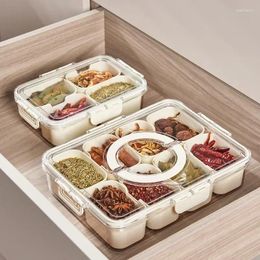 Kitchen Storage Organiser Vegetable Divided Fridge Box Grid Onion Fruit Keep Spice Meat Fresh Refrigerator Food 4/8