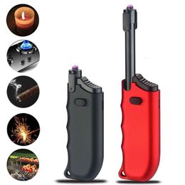 2023 New Metal Retractable Windproof Pulse Dual Arc USB Quick Charge Lighter Outdoor Camping Kitchen BBQ Portable Gadgets