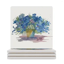 Table Mats Spring Bouquet Ceramic Coasters (Square) Eat Flower For Drinks Set