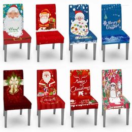 Chair Covers Christmas Dining Coves Elastic Stretch Chairs Slipcovers Xmas Printed Seat For Party Kitchen Decoration