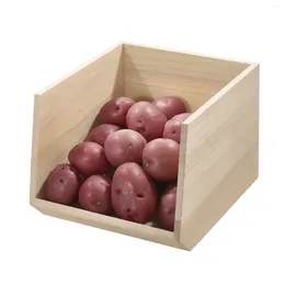 Storage Bottles Eco Wood Natural Open Front Bin 11.46" X 8" 10" Box Home Organisation And