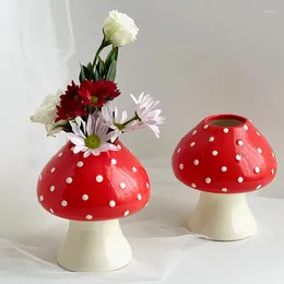 Vases Nordic Ceramic Mushroom Shaped Vase Ornaments Living Room Bedroom Flower Arrangement Container Christmas Background Decoration