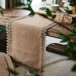 Table Cloth Natural Jute Vintage Rope Lace For Festival Wedding Party Country Event Decoration Porch Cover Towel