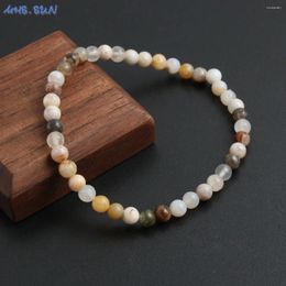 Strand MHS.SUN Delicate Handmade Bamboo Agate Natural Stone Bracelet 4MM Healing Protection Beads Jewelry For Women Girls Lover Gift