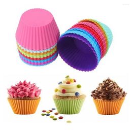 Party Supplies 6Pcs Round Food Grade Silicone Muffin Cupcake Baking Mould Reusable Dishes Pan Jelly Pudding Cake DIY