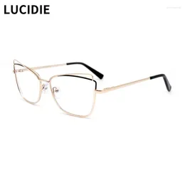 Sunglasses Frames LUCIDIE Women Fashion Metal Glasses Cat Eye Clear Lens Oversized Frame Brand Designer Optical Ear Eyewear
