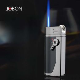 JOBON 2023 Metal New Outdoor Windproof Blue Flame Direct Punch Turbo Torch Butane Without Gas Lighter Creative High Grade Gifts for Men