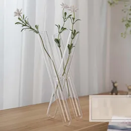 Vases Test Tube 3-column Vase Transparent Hydroponic Green Plant Tontainer Wooden Frame For Living Room Decoration Flower Arrangement