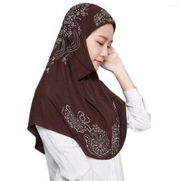 Ethnic Clothing High Quality Medium Size 70 60cm Muslim Amira Hijab With Rhinestones Pull On Islamic Scarf Head Wrap Pray Scarves Khimar