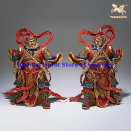 Decorative Figurines Large 2 Gods Buddha MEN SHEN Protector Asia HOME Living Room Vestibule Exorcism Exorcise Evil Spirit Top Brass Craft