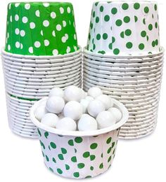 Baking Moulds Candy Nut St Patrick's Day Mini Paper Treat Cups Green And White Dot Red