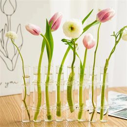 Vases Hinged Flower Vase Hydroponic Test Tube Arranging Container Plant Display Holder Set Table Centrepieces