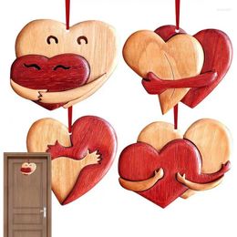 Decorative Figurines Wooden Heart Hang Hugging Shaped Signs Conversation Decoration Romantic Love Valentine's Day