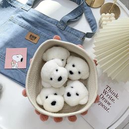 Keychains Women Real Fur Keychain Cute Wool Little White Dog Toy Soft Pom Key Ring Bag Car Metal Trinket Gift Pendant