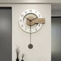 Wall Clocks Wooden Pendulum Clock Japanese Free Shiping White Aesthetic Watch Unique Classic Reloj De Pared Living Room Decoration