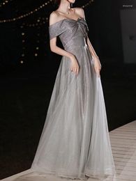 Party Dresses Simple Sexy Slash Neck Star Sequin Print Design Evening Prom Dress Long Solid Slim Fit Tiered Vestidos Bcakless Straps Gown