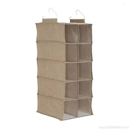 Storage Boxes 10-pocket Hanging Shoe Organizer Side-by-side Mixed Canvas 2 Hooks For Good Support Perfect Space-saving