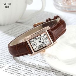 Gedi Style Temperament Small Square Niche High-end Student Women's Belt Quartz Watch