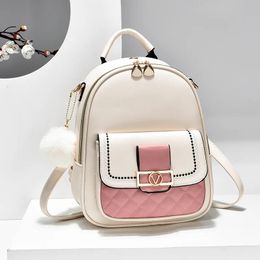 TRAVEASY 2023 Cute MultiPocket Bag Plaid Design Little Kawaii Girls School Mini Backpack Shoulder and Handbags 240329