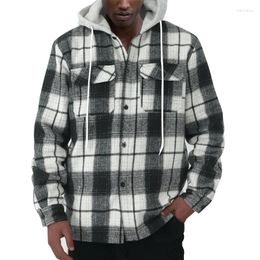 Men's Hoodies Cross Border Fashionable European And American Foreign Trade Leisure Hooded Plaid Shirt Jacket Stock