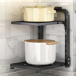 Kitchen Storage Layer Pot Organiser Adjustable Shelves Black White 2/3/4 Steel Carbon Non-Slip Rack