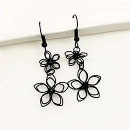 Dangle Earrings Summer Black Flower Drop For Women Hollowed Big Cherry Blossoms Long Wedding Brincos Bijoux Gift