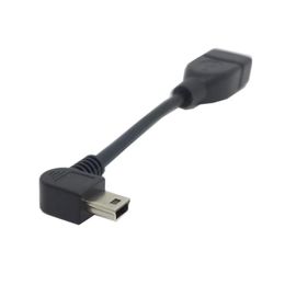 USB Female OTG Cable for Left Angled Mini B Male 10cm Length 90 Degree Bend Convenient and Versatile Connection Cable for a Variety of