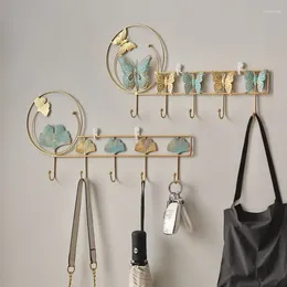 Hooks Home Wall Decor Nordic Macrame Hanging Metal Gold Ginkgo Leaf Stickers Room Decorative Ledges Key Door Hook