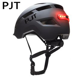 PJT USB Rechargeable Tail light Cycling Helmet InMold Mountain Road Bicycle Bike Sports Safe Hat MTB 240401