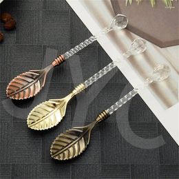 Coffee Scoops A Variety Of Shapes Mixing Spoon Carved Dessert Table Decoration Acrylic Crystal Cake Leaves Kitchen Utensils Zinc Alloy