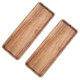 Plates 2 Pcs Pallets Multi-functional Storage Plate Bread Tray Eating Tea Fruit Wooden Holder Serving Kitchen