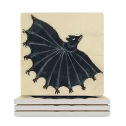 Table Mats Cute Funny Mediaeval Bat Ceramic Coasters (Square) For The Kitchen Accessories Christmas Tea Custom Coffee Mugs