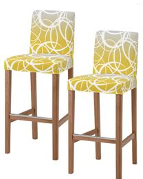 Chair Covers Gradual Yellow Circle Line Modern Geometric Art High Back 2pcs Elastic Bar Stool Slipcover Dining Room Seat Cases