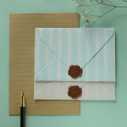 Envelopes 5pcs/lot Envelope Stripe Small Business Supplies Gratitude Stationery 250g Paper Postcards Envelopes for Wedding Invitations