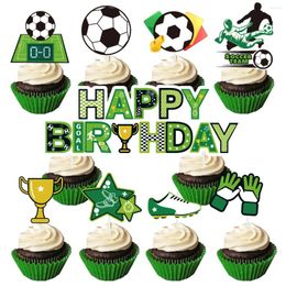 Party Decoration Basketball Football Theme Cupcake Topper Happy Birthday Cake Flage For Kids Boy Decors Supplies