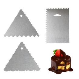 Hot Stainless Steel Cake Scraper Pizza Scraper Trapezoidal Cake Scraper Cream Chocolate Icing Smoother Tool Kitchen Accessories