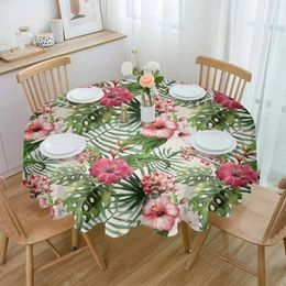 Table Cloth Tropical Plants Flowers Summer Waterproof Wedding Holiday Tablecloth Coffee Decor Cover