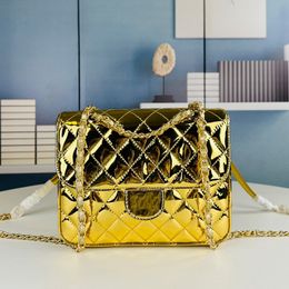 Sagno di design di qualità specchio 24c Donne Gold and Pink Chain Backpack Borse Borsa di lusso di lusso Borsa di alta qualità