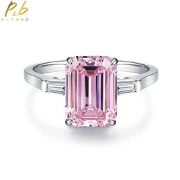 PuBang Fine Jewellery Diamond Ring Solid 925 Sterling Silver Pink/Green Gem Created for Womenn Party Gift Drop 240327