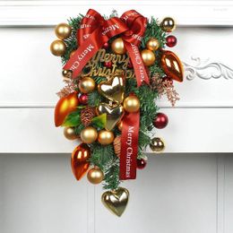 Decorative Flowers Christmas Garland Flower Wreath For Doors Hanging Ornaments Artificial Xmas Tree Decoration