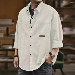 Men's Casual Shirts Men Shirt Cargo With Turn-down Collar Single-breasted Design Plus Size Pockets Soft Breathable For Comfort