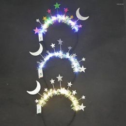 Party Decoration 1pcs LED Light Up Tinsel Moon Star Princess Headband Birthday Bridal Hairband Crown Wedding Glow Favors