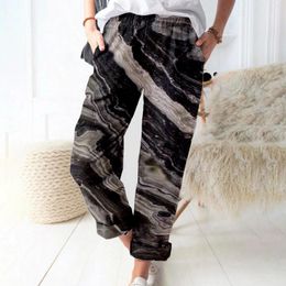 Women's Pants Female Sweat Pant Printed Cotton And Linen Trousers With Pocket Casual Fashion Cocktail Suits For Women