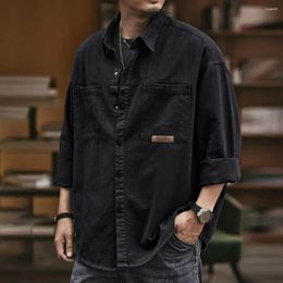 Men's Casual Shirts Men Daily Shirt Cargo With Turn-down Collar Single-breasted Design Plus Size Pockets Soft For Everyday