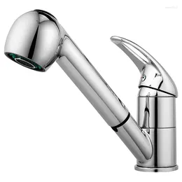 Bathroom Sink Faucets Kitchen Faucet Modern Commercial Stainless Steel Single Bar Chrome Pull Down/Out Vessel Silver