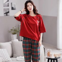 Home Clothing M-2XL Cotton Breathable Pyjamas Set 2024 Summer Short Sleeve Sleepwear Sweet Lovely Cartoon Pyjama Leisure Soft Wear